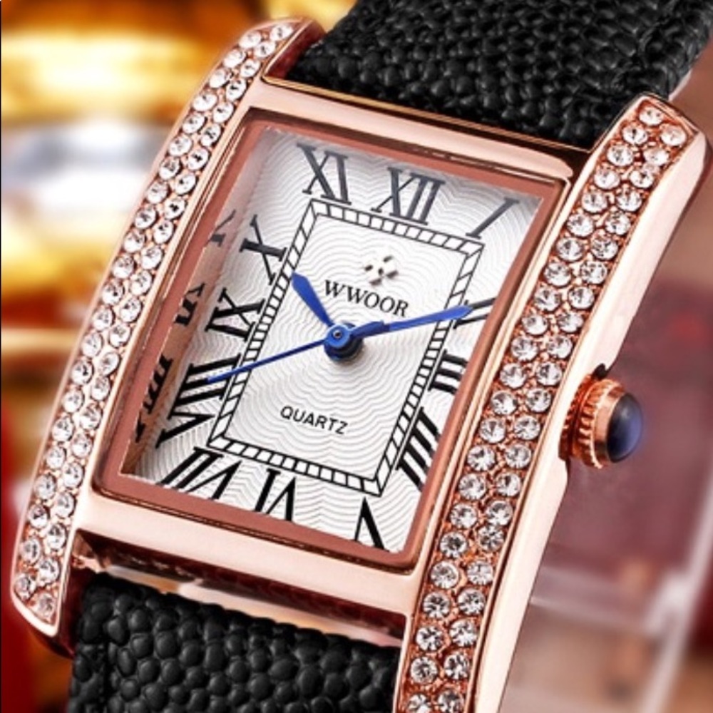 Genuine Diamond and leather watch